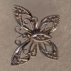 STERLING SILVER DIAMOND BUTTERFLY PENDANT